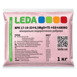 Удобрение Leda NPK 17-10-33 +0.5MgO+TE+GS+Amino Leda Agro, Фасовка: 1 кг | Agriks