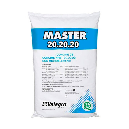 Минеральное удобрение Мастер 20+20+20 Valagro от 250 г, Фасовка: Проф упаковка 25 кг | Agriks
